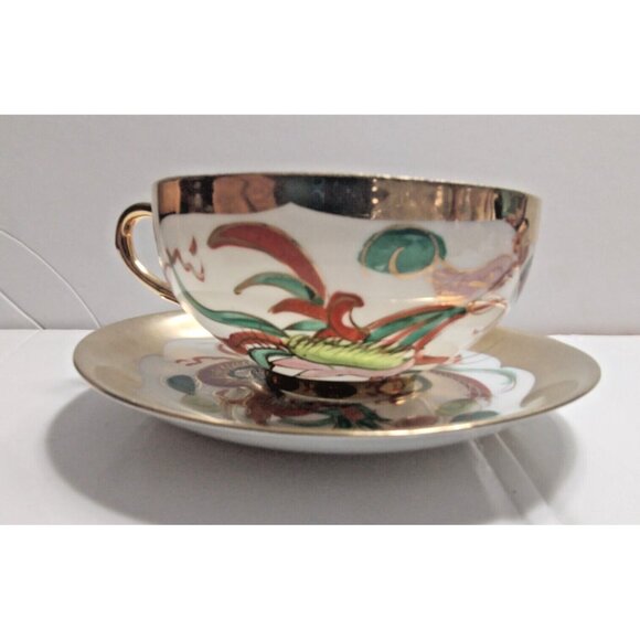 Chinese Dragon Hand Made Eggshell Porcelain Tea Cup & Saucer 22K Gold gilt - Picture 16 of 16